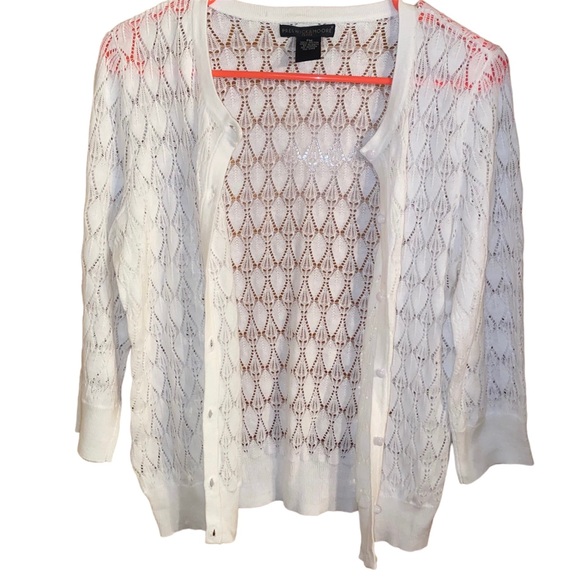 Preswick & Moore Sweaters - PRESWICK & MOORE Shear Button up sweater PURE WHITE. SZ PM NEW